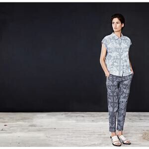 Feral‎ Childe Made in USA Kepler Pant Mars Rover Print Teal Hemp Blend Medium